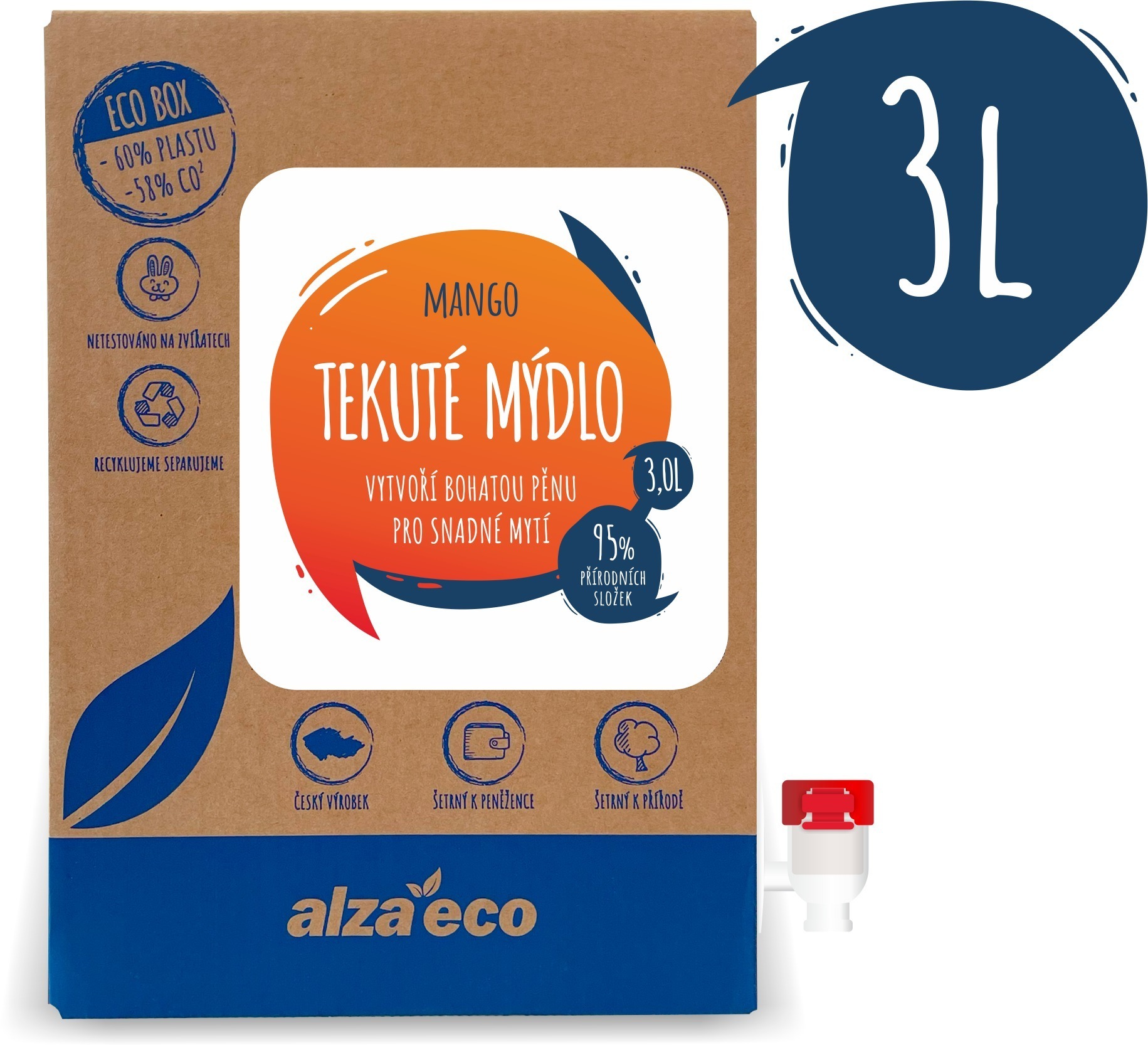 AlzaEco Tekuté mydlo Mango 3 l