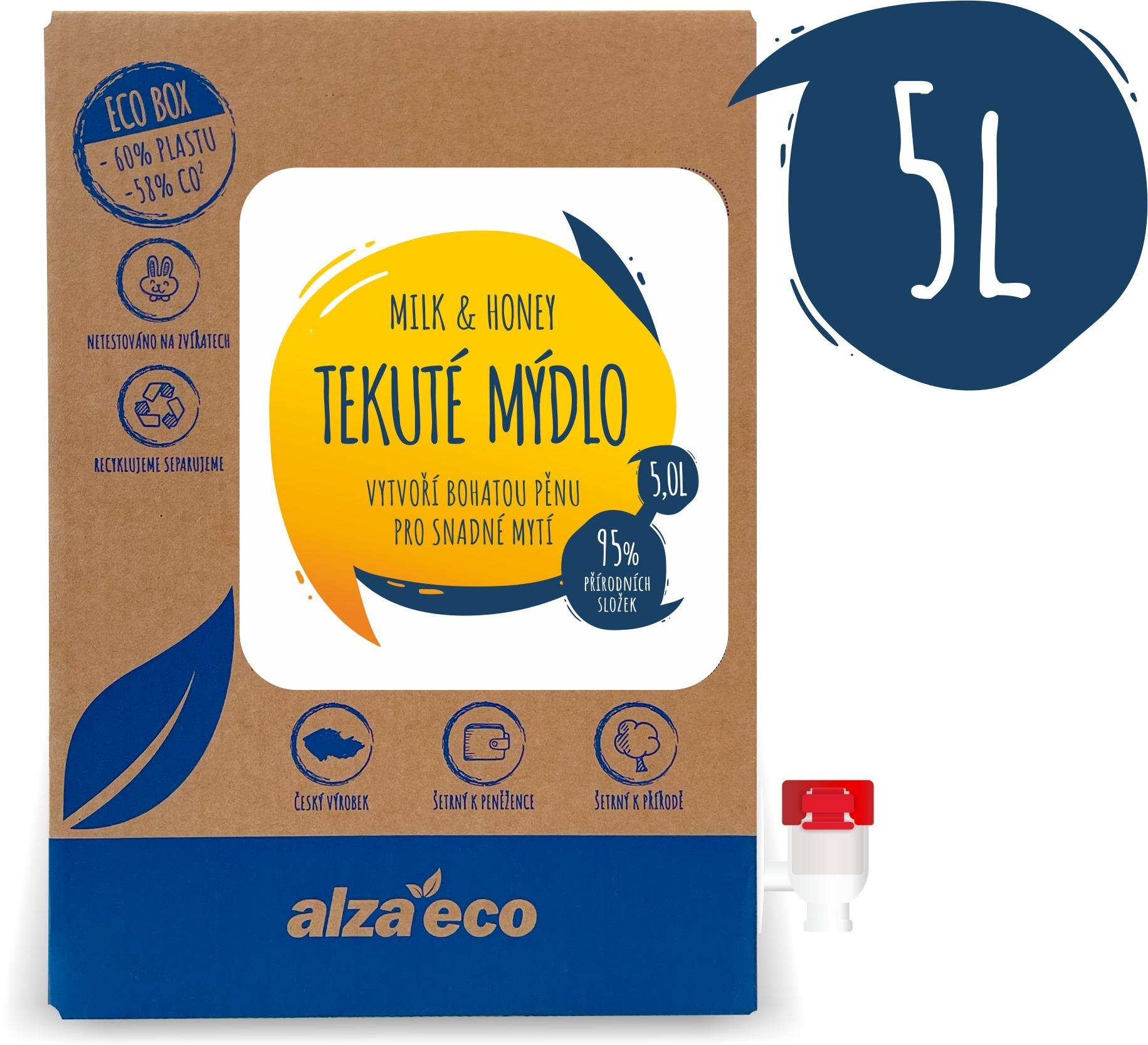 AlzaEco Tekuté mydlo Milk & Honey 5 l