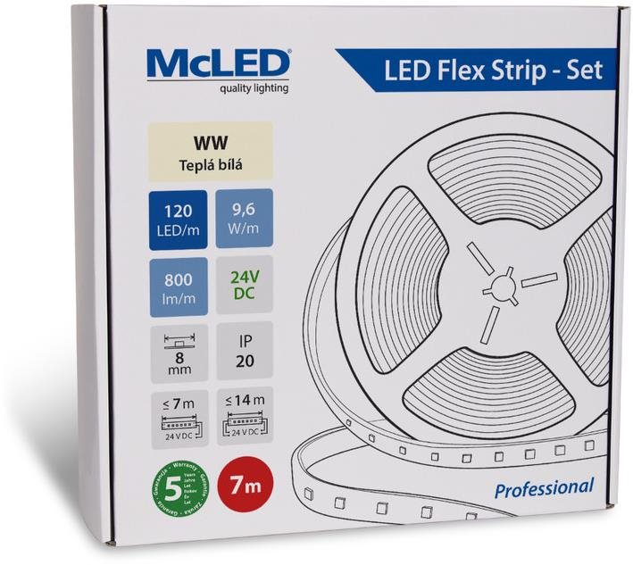 McLED Sada LED pásik 7 m, WW, 9,6 W/m