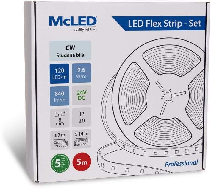 McLED Set LED pásik 5 m, CW, 9,6 W/m