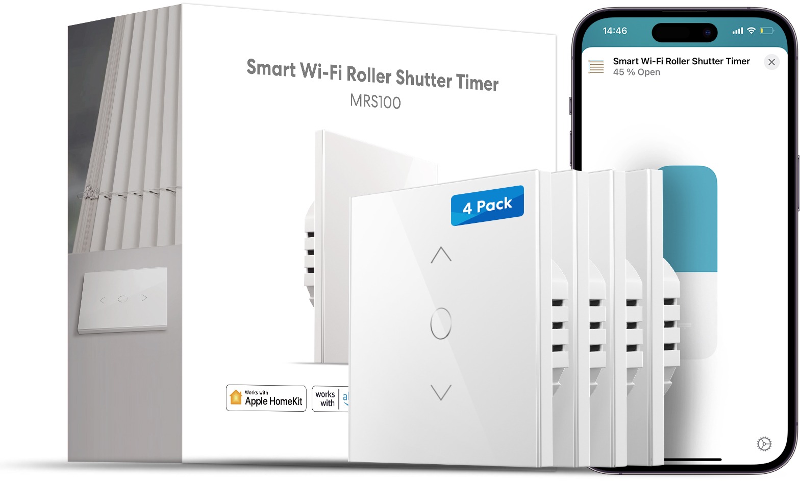 Meross Smart WiFi Roller Shutter Timer Neutral Wire Required (4 pack)