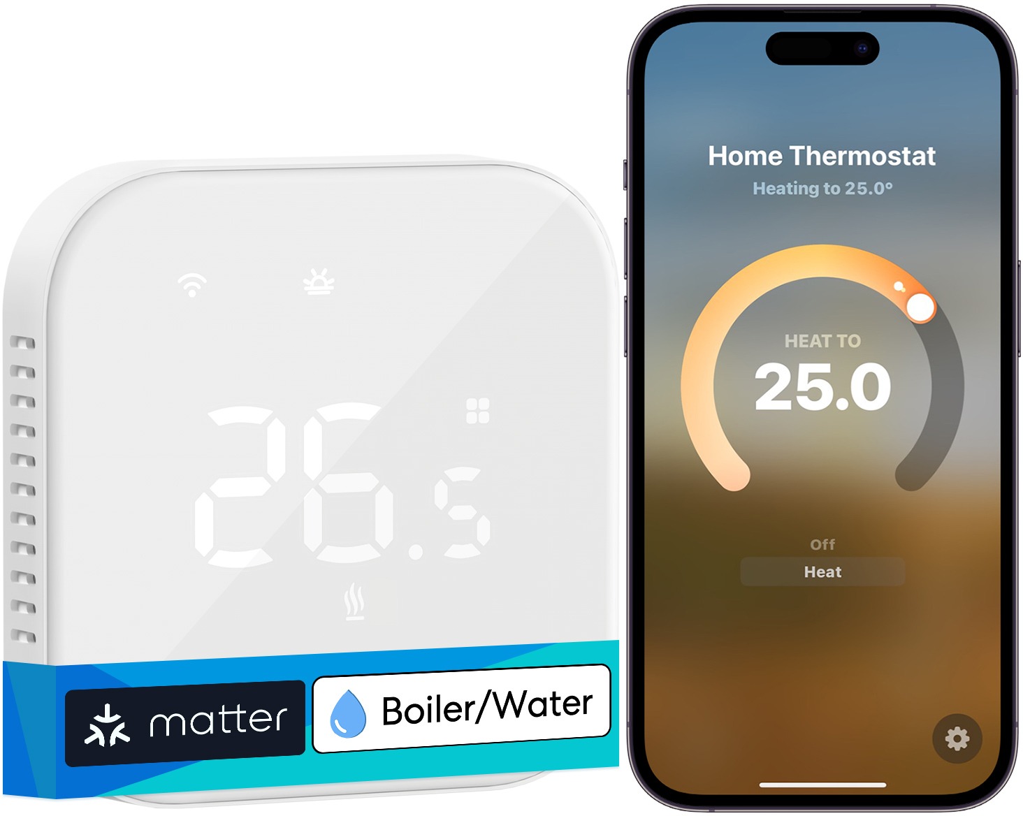 Meross Smart WiFi Thermostat for Boiler/Water Heating System, biely