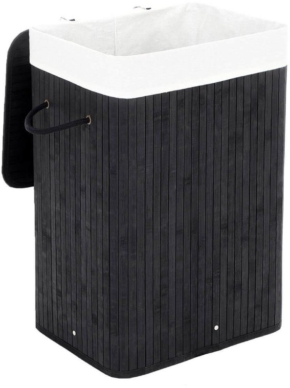 Songmics Bambusový kôš na bielizeň 72 l čierny