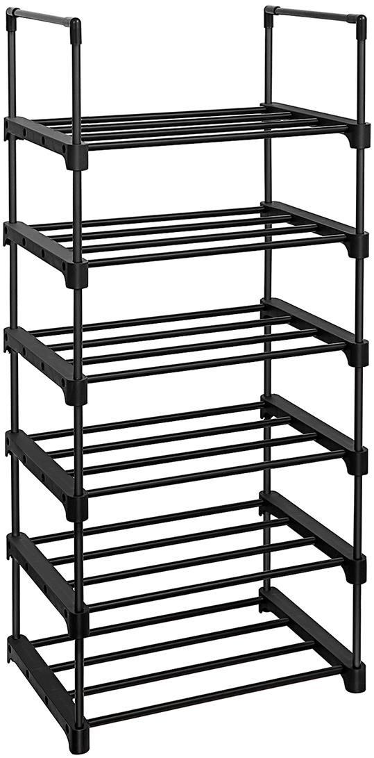 Songmics Botník 6 políc kovový 45 × 30 × 106 cm čierny