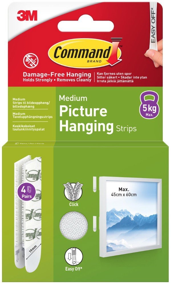 3M Command™ Stripy na zavesenie obrazu, 4 kusy, nosnosť 5 kg