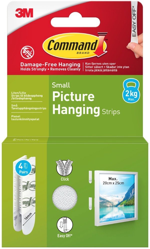 3M Command™ Stripy na zavesenie obrazu, 4 kusy, nosnosť 2 kg