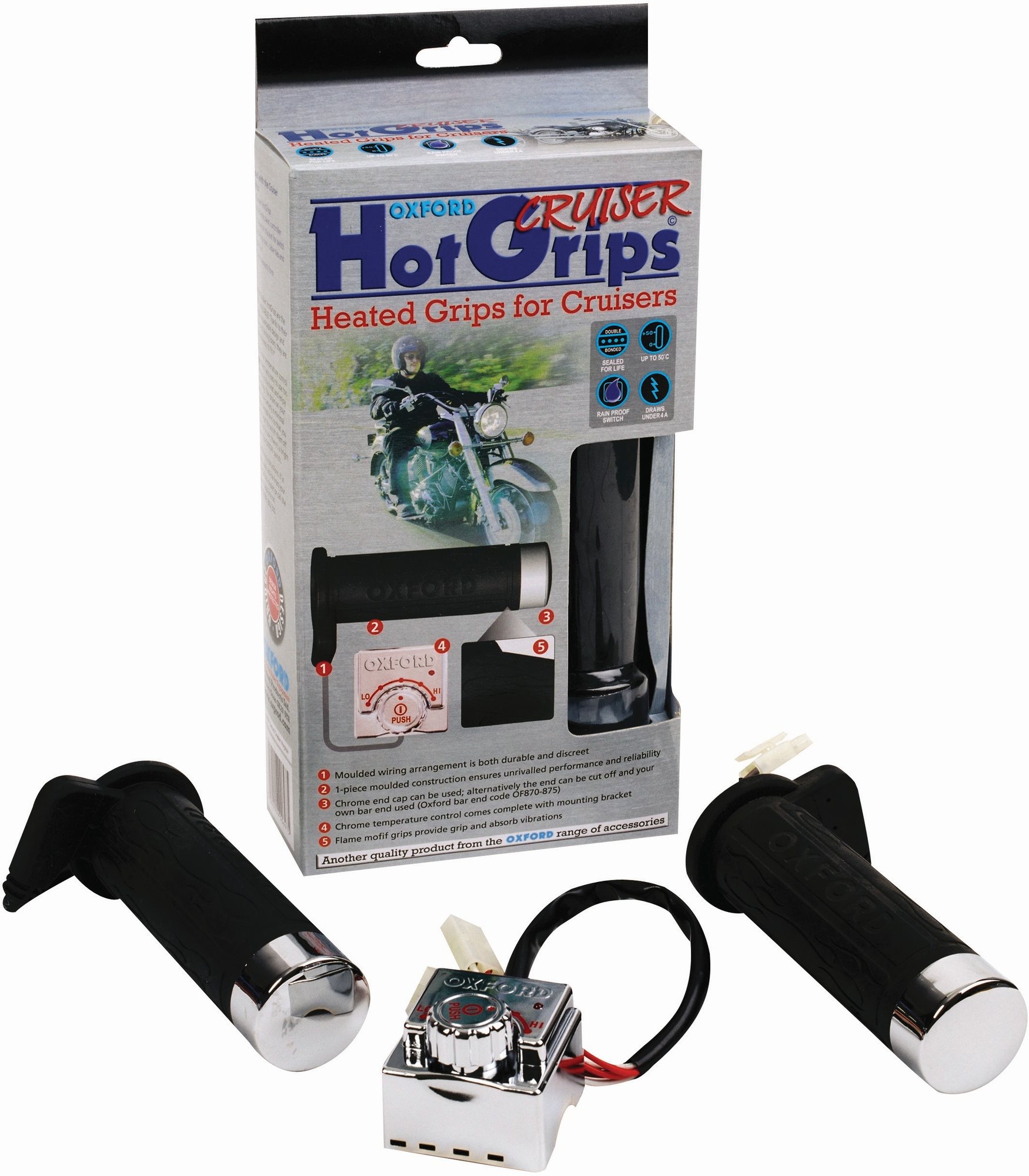 OXFORD gripy vyhrievané Hotgrips Cruiser (vnútorný priemer 25,4 mm)