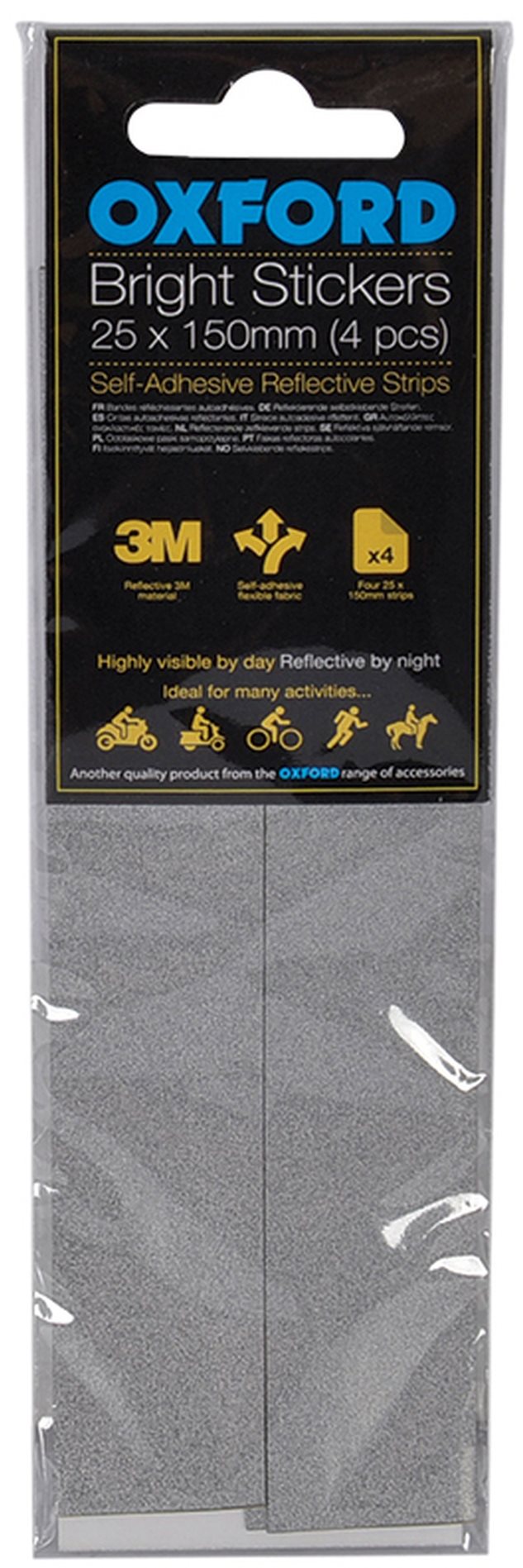 OXFORD reflexné samolepiace pásy Bright Stickers, (25 × 150 mm, sada 4 ks)