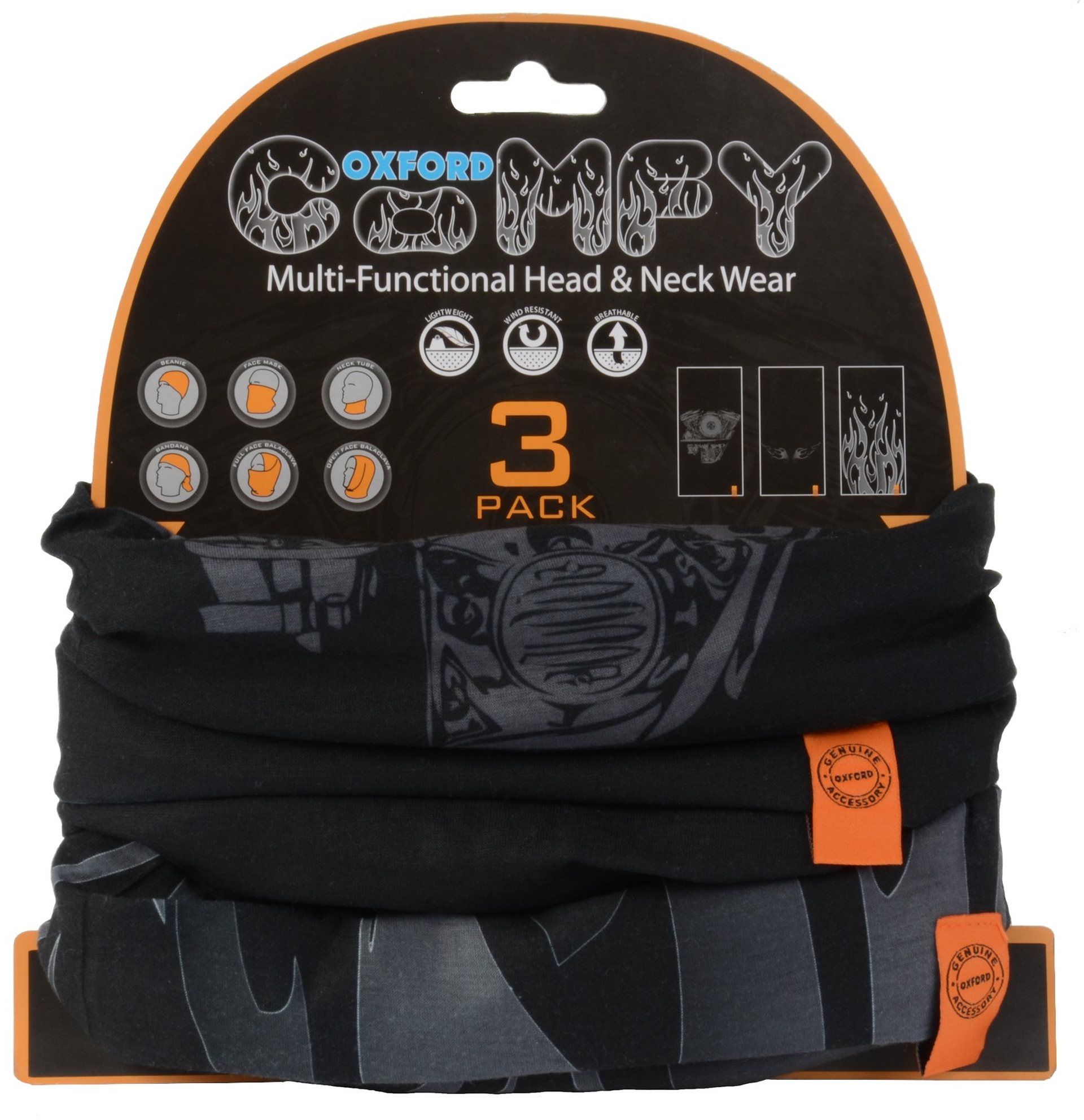 OXFORD nákrčníky Comfy Harley Davidson Graphics, (sada 3 ks)