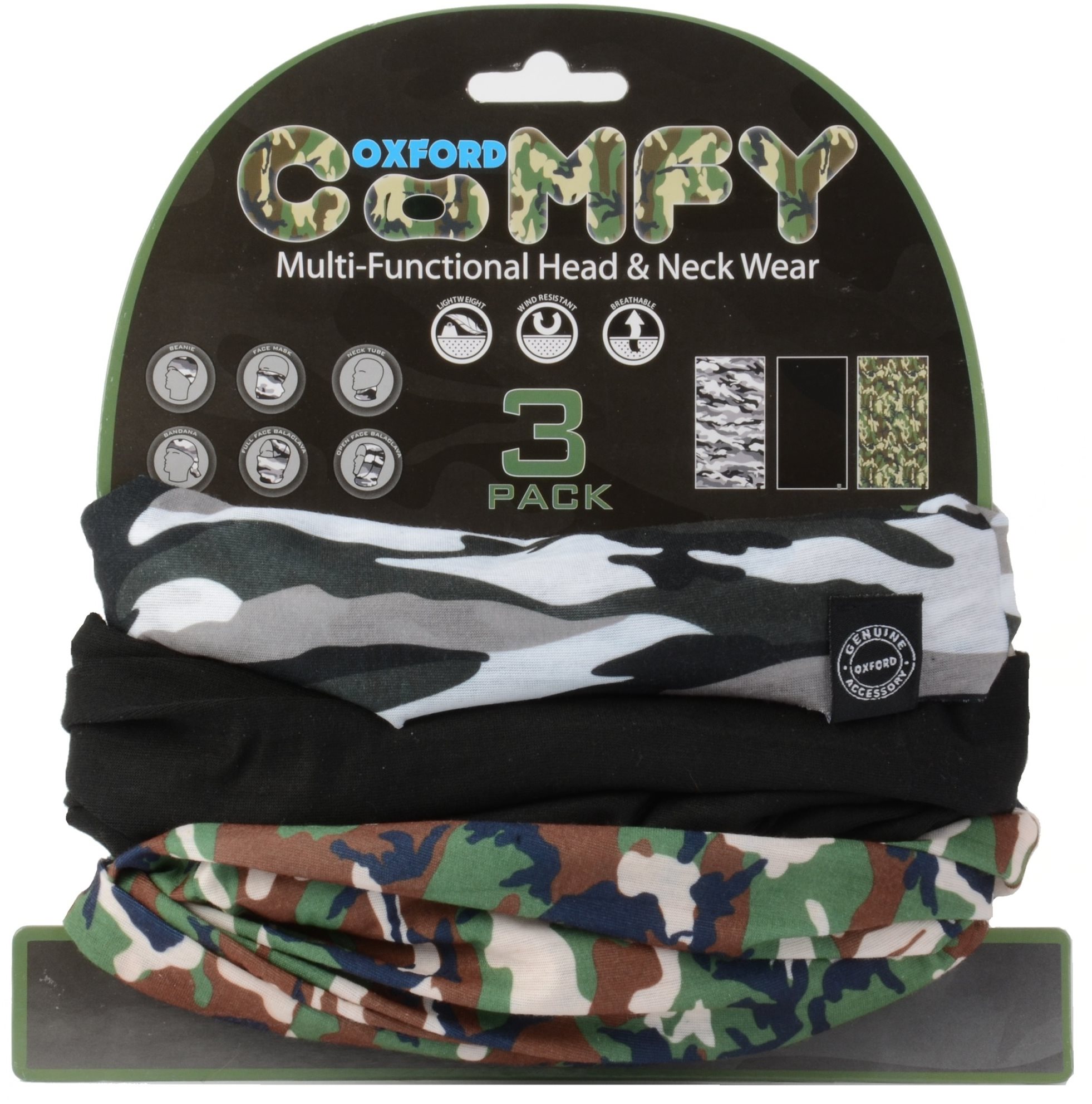 OXFORD nákrčníky Comfy Camo, (sada 3 ks)