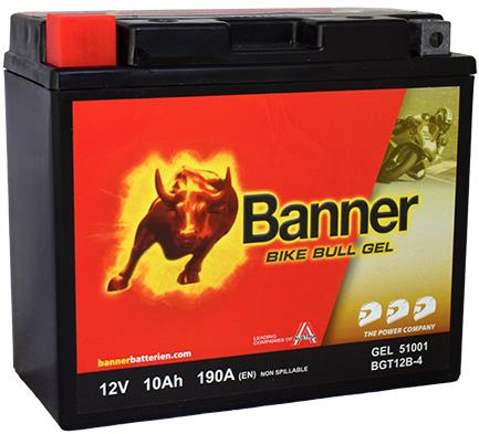 Banner Bike Bull GEL 51001 / BGT12B-4, 12 V - 10 Ah (YT12B-BS)