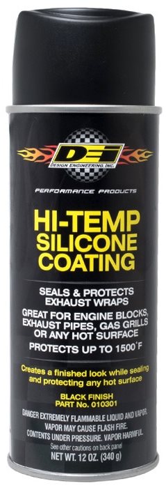 DEi Design Engineering ochranný sprej na termoizolačné omotávky výfukov (HT Silicone Coating) – čierny