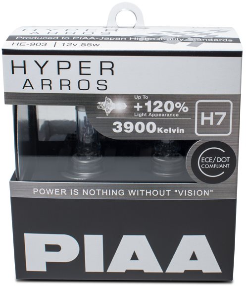 Autožárovky PIAA Hyper Arros 3900K H7 – o 120 percent vyššia svietivosť, zvýšený jas