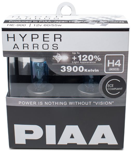 Autožiarovky PIAA Hyper Arros 3900 K H4 – o 120 percent vyššia svietivosť, zvýšený jas