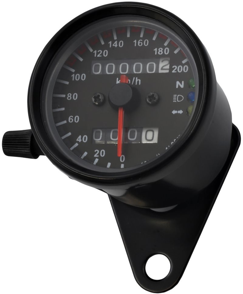 SEFIS Mechanický analógový tachometer na motocykel retro 200, čierny