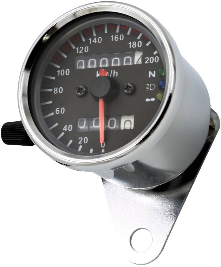 SEFIS Mechanický analógový tachometer na motocykel retro 200 chróm