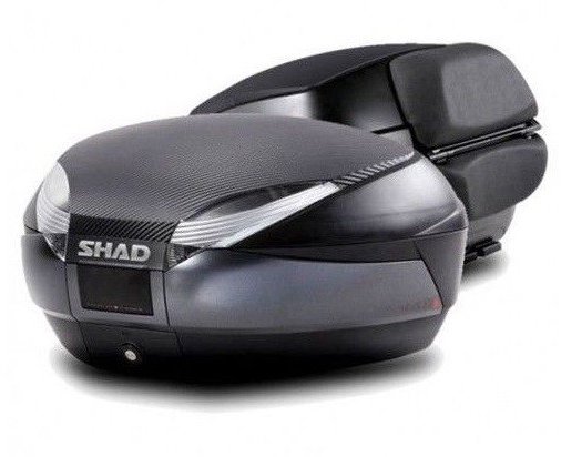 SHAD Vrchný kufor na motorku SH48 Tmavo sivý vr. opierky, karbónového veka a zámku PREMIUM lock