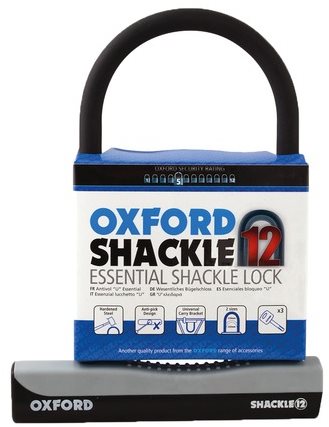 OXFORD Zámok U profil Shackle 12, (sivý/čierny, 245 × 190 mm, priemer čapu 12 mm)
