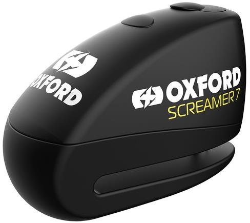 OXFORD Zámok kotúčovej brzdy SCREAMER 7 (integrovaný alarm, čierny/čierny, priemer čapu 7 mm)