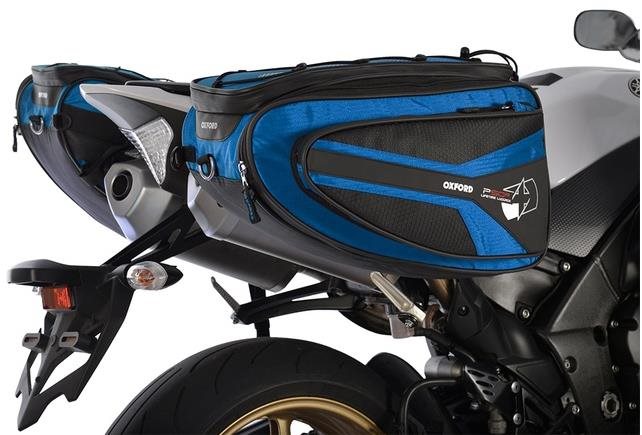 OXFORD Bočné tašky na motocykel P50R (čierno/modré, objem 50 l, pár)