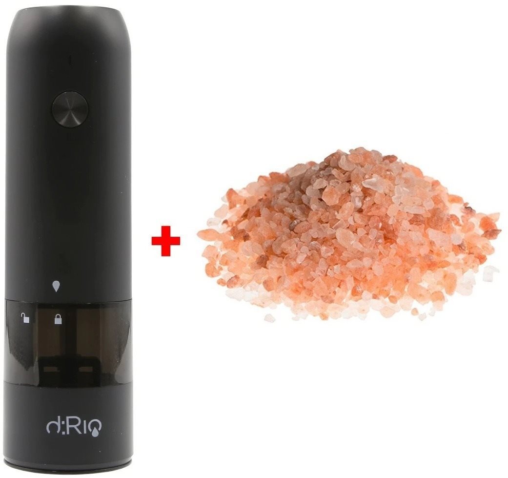 DRIO AKU Elektrický mlynček na soľ a korenie – čierny