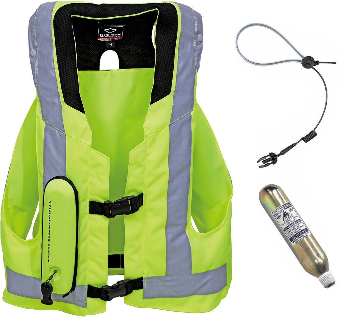 Hit-Air MLV 2 airbag vesta reflexná žltá s pruhmi – Veľkosť : Médium (S – XL)