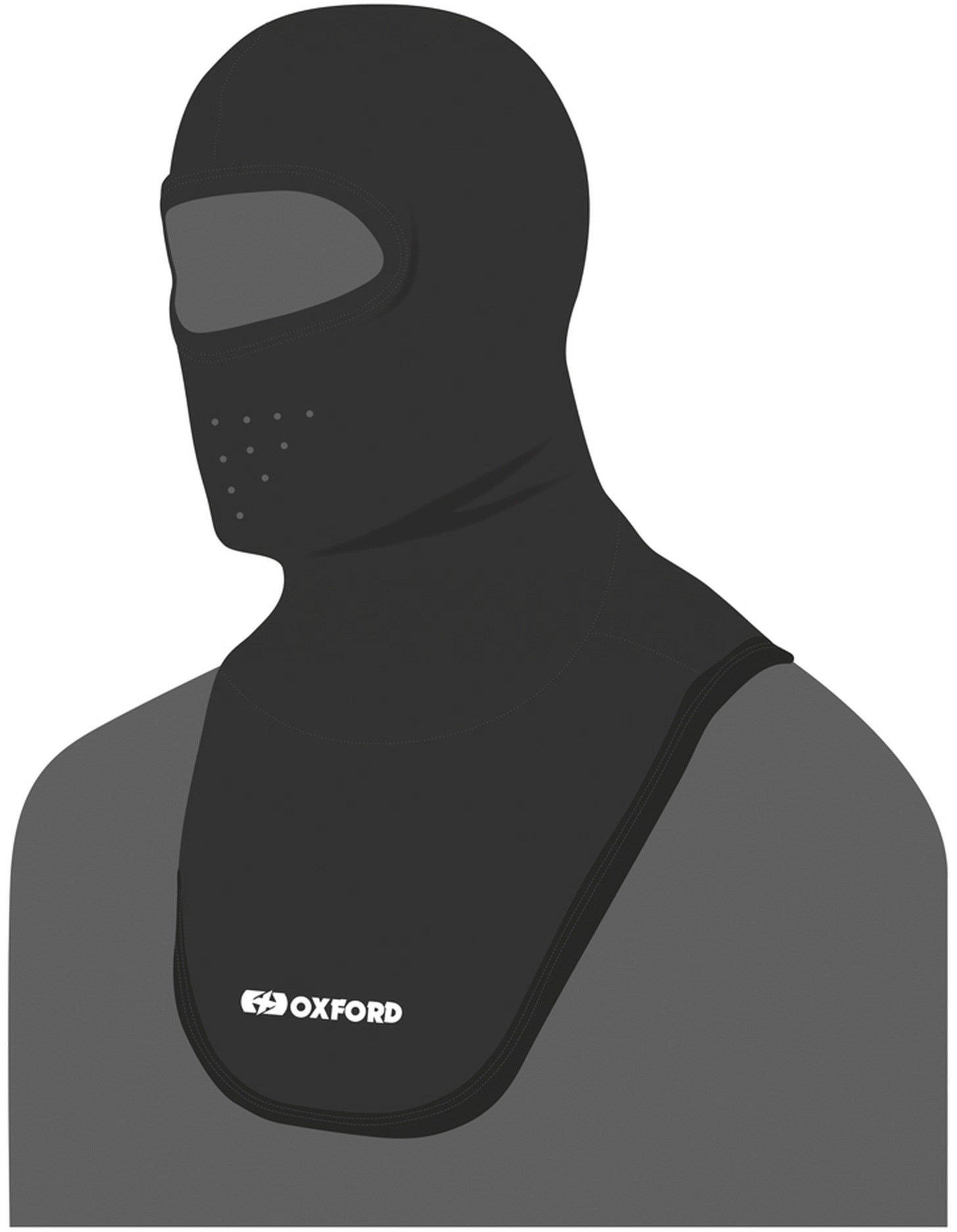 OXFORD kukla na motorku Balaclava Deluxe Micro Fleece, (čierna, s prieduchmi a dlhým golierom)