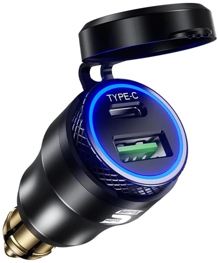 SEFIS 2× USB zásuvka – nabíjačka DIN HELLA QC 3.0 USB-A USB-C