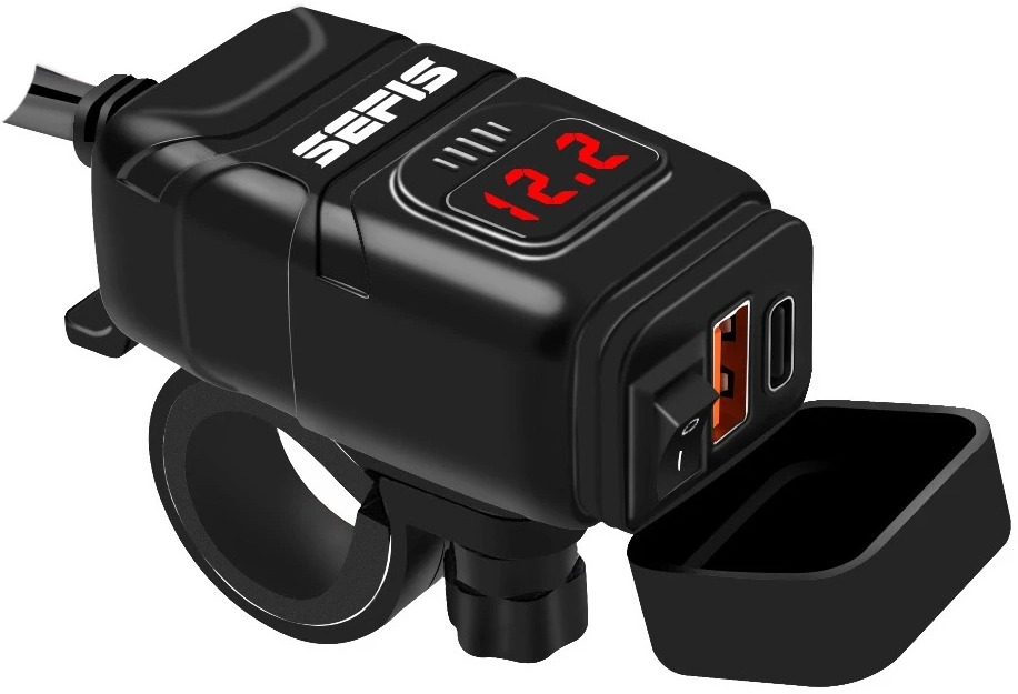 SEFIS UN10 2x USB nabíjačka/zásuvka s voltmetrom moto batérie