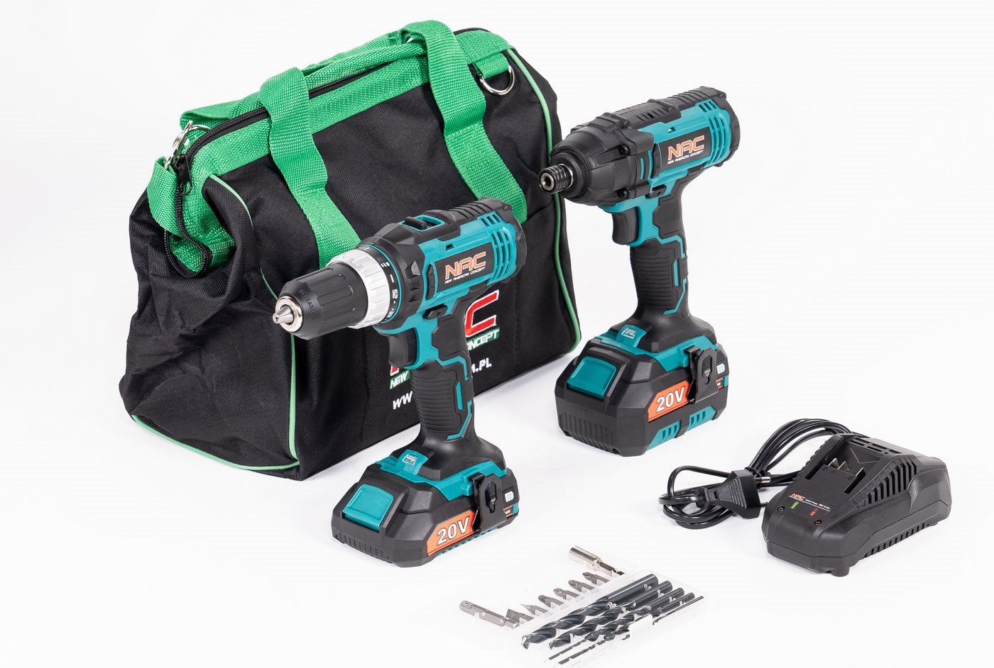 NAC Sada AKU skrutkovač + AKU rázový uťahovač CDB-ID-20V (2 × 2 Ah)