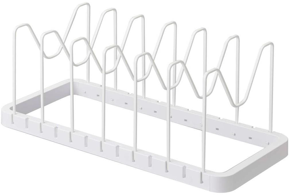 YAMAZAKI Stojanček na pokrievky a panvice nastaviteľný Tower 3840, biely