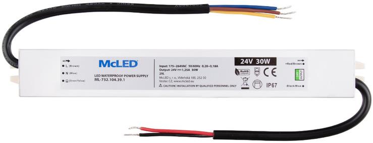 McLED Napájací zdroj longevity 30 W, DC24 V/1.25 A, IP67, hliníkový