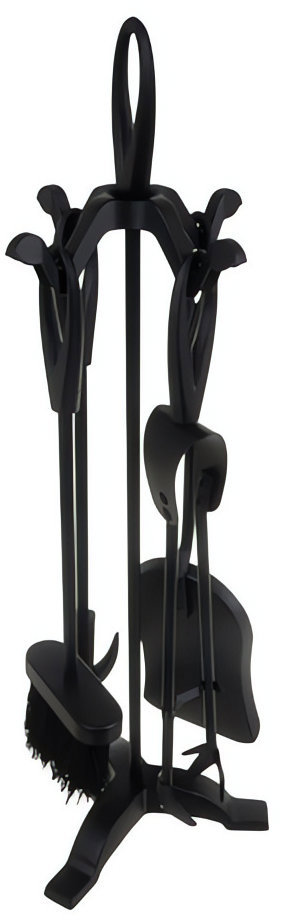Kaminer 25969 Krbové nářadí s kovovým stojanem, sada 4 v 1, černé