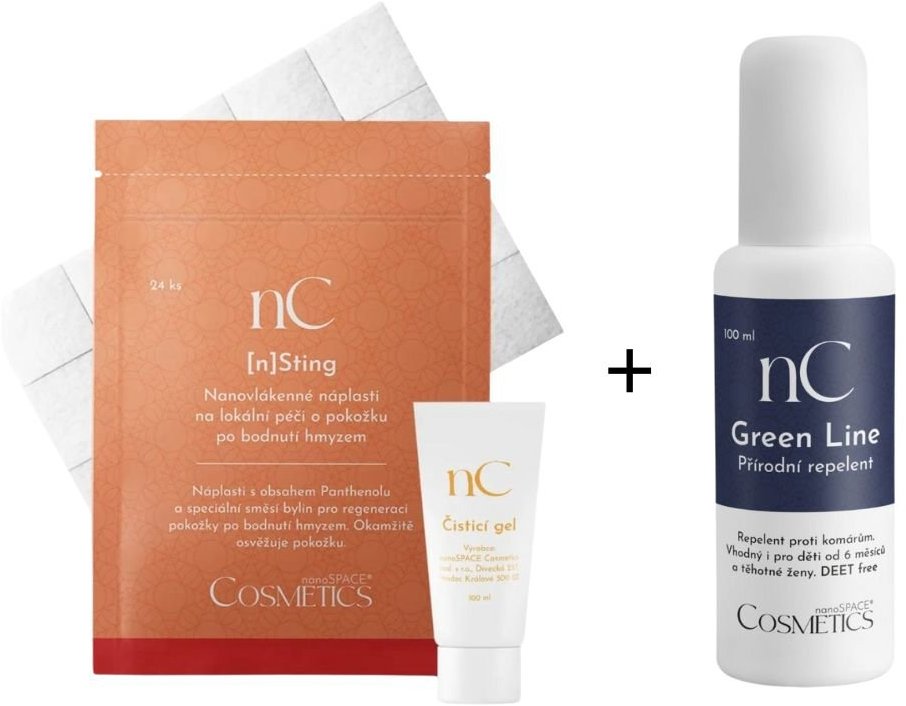 NanoSPACE Cosmetics Anti-komár sada: repelent a náplasti s gélom