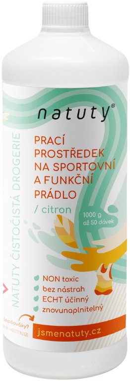 Natuty Prací prostředek na sportovní a funkční prádlo s vůní citronu Jsme natuty, 1000 ml