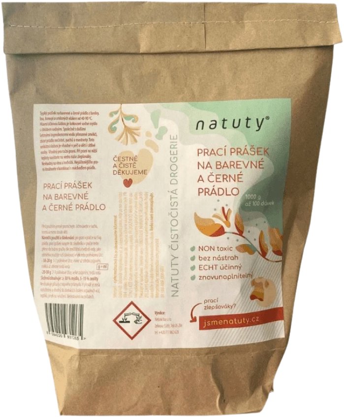 Natuty Prací prášek na barevné a černé prádlo Jsme natuty 70 g
