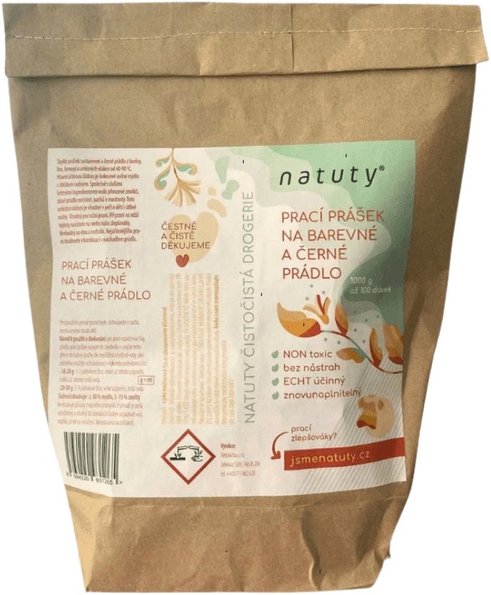 Natuty Prací prášek na barevné a černé prádlo Jsme natuty 1000 g