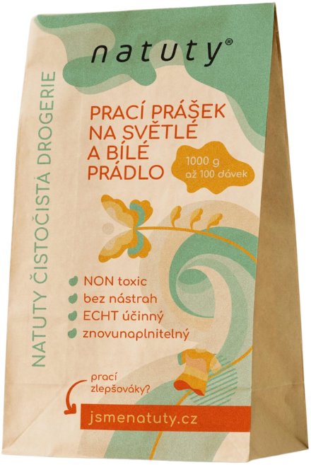 Natuty Prací prášek na světlé a bílé prádlo Jsme natuty 70 g