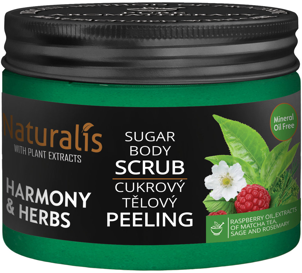 Naturalis Cukrový telový peeling – Harmony & Herbs 250 g
