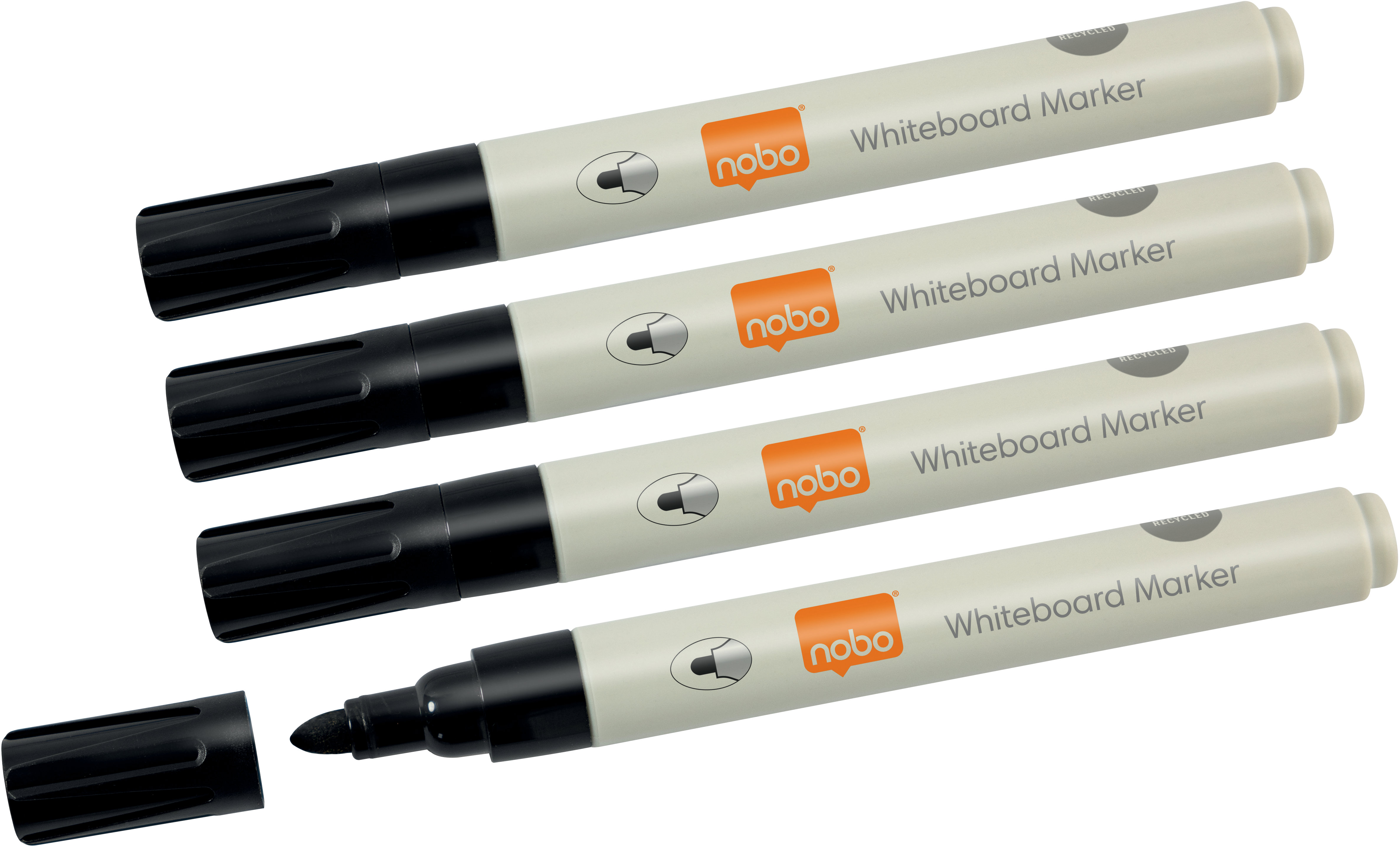 NOBO Whiteboard Marker na biele tabule a flipcharty, okrúhly hrot, 3 mm - sada 4 ks