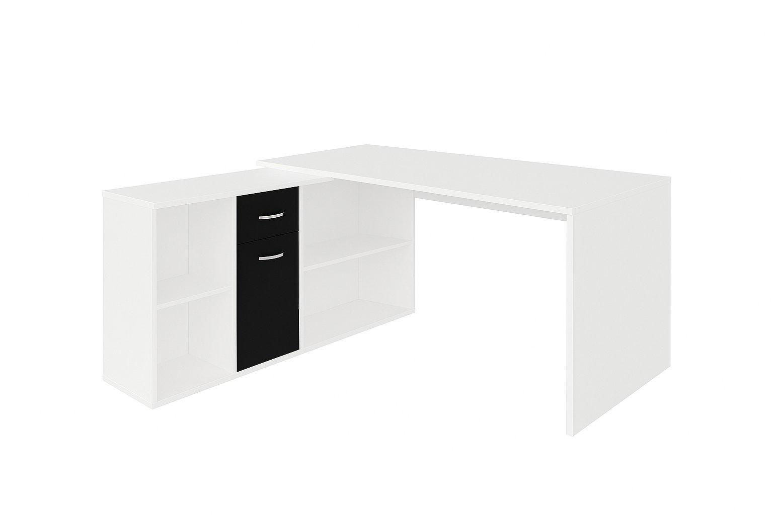 Nejlevnější nábytek Rothing ľavý, biely/čierny lesk