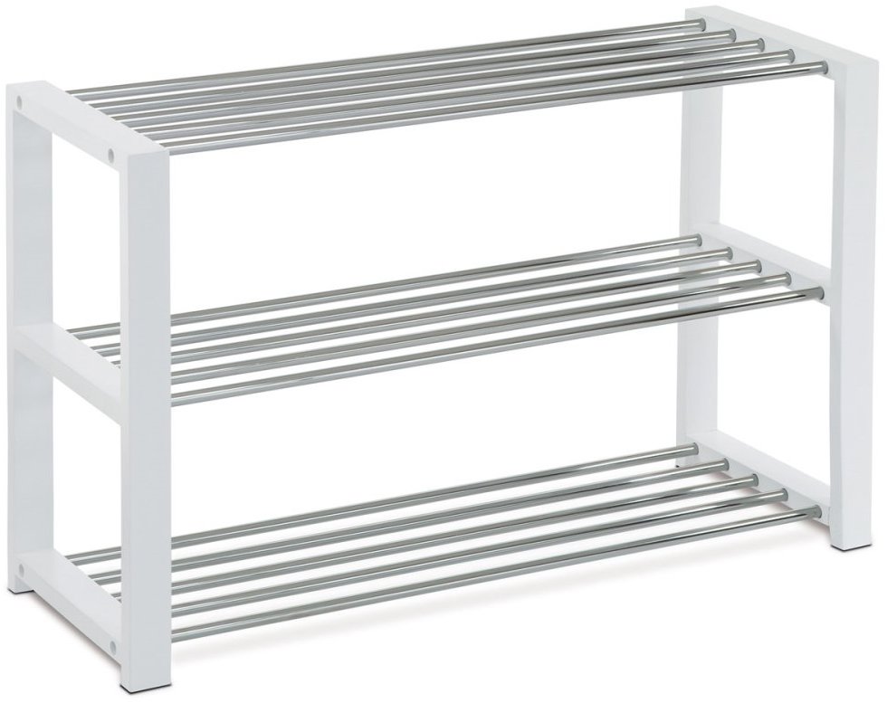 Nejlevnější nábytek Quincy 12 3-policový botník, chróm/biely