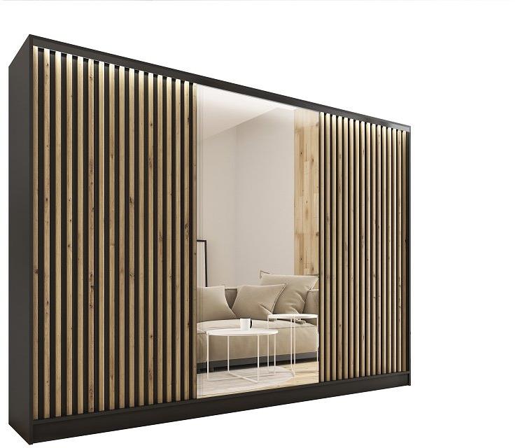 Najlacnejší nábytok Insular 3D 280 so zrkadlom – čierny mat/dub artisan