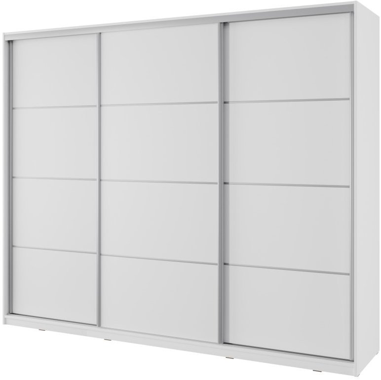 Nejlevnější nábytek Nejby Barnaba 250 cm s posuvnými dveřmi, 4 šuplíky a 2 šatními tyčemi, bílá