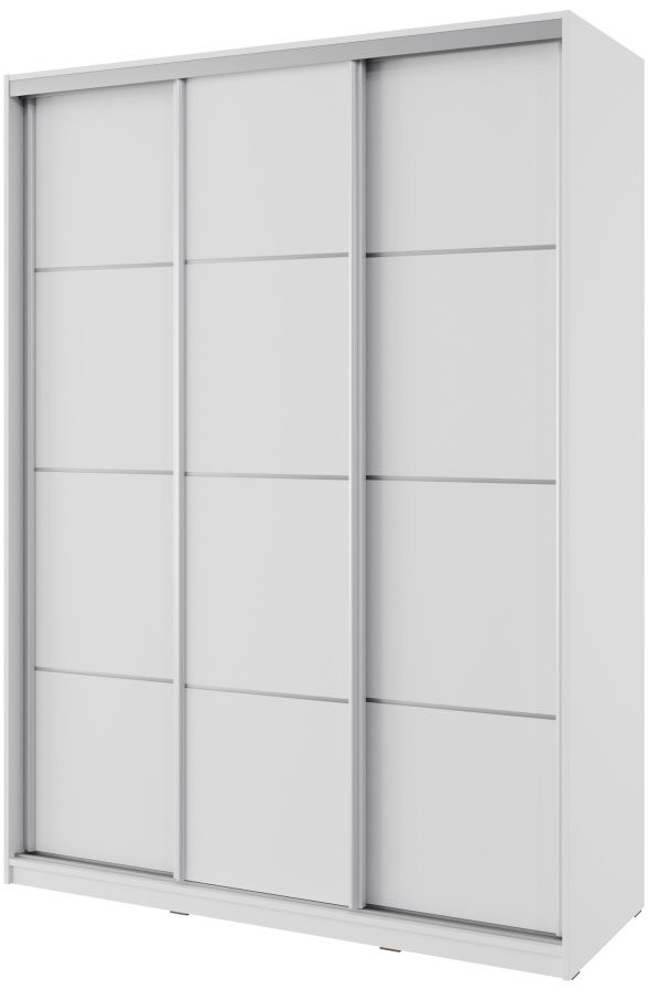 Nejlevnější nábytek Nejby Barnaba 150 cm s posuvnými dveřmi, 4 šuplíky a 2 šatními tyčemi, bílá