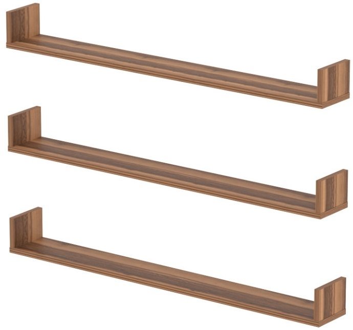 Nejlevnější nábytek Halyor Sada 3 nástenných políc 120 cm, orech