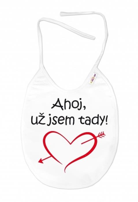Baby Nellys Nepremokavý podbradníček, 24 × 27 cm – Ahoj, už jsem tady!