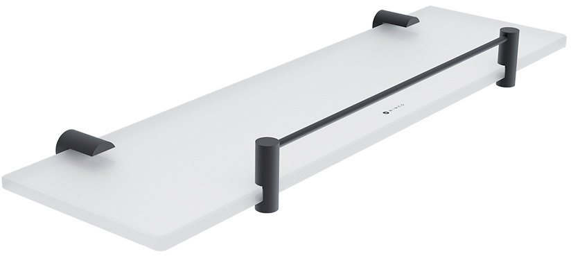 Nimco Polica do kúpeľne a sprchy s ohrádkou 40 cm sklo – Bormo čierna BRC-11091BX-40-90