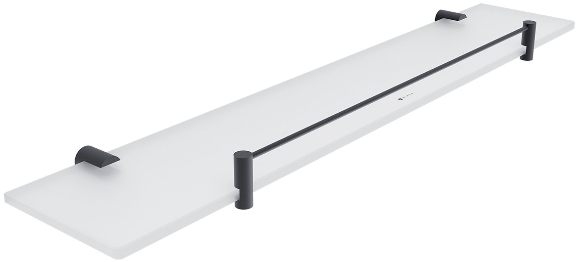 Nimco Polica do kúpeľne a sprchy s ohrádkou 60 cm sklo – Bormo čierna BRC-11091BX-60-90