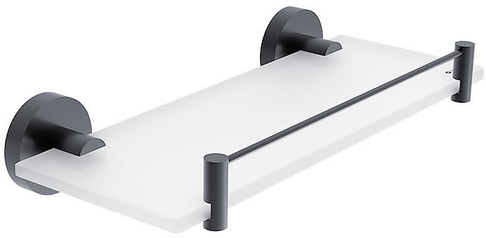 Nimco Polica do kúpeľne a sprchy 30 cm s ohrádkou – bez vŕtania Unix čierna UNC-13091BX-30-90